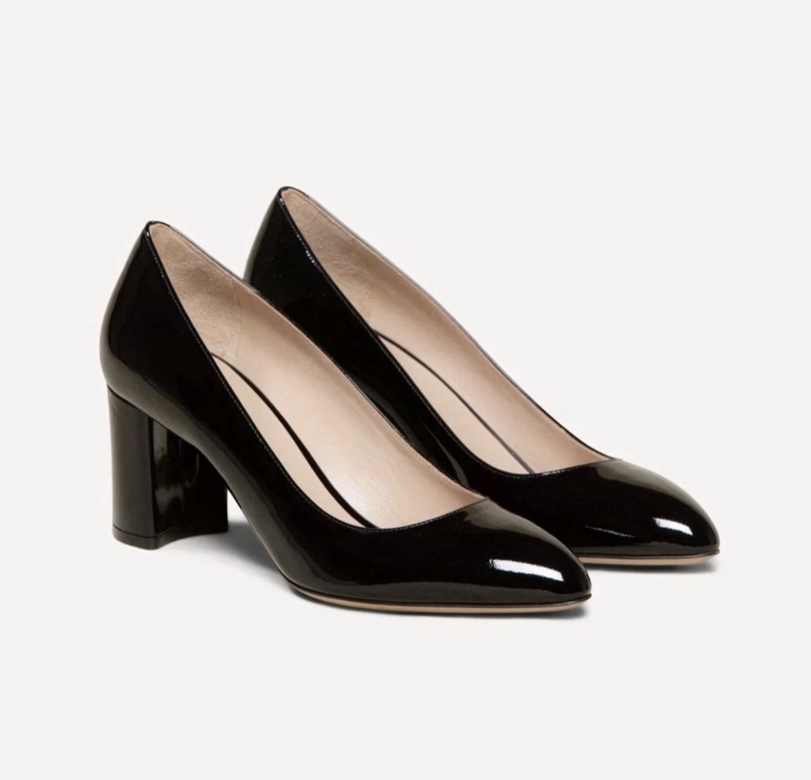 M. Gemi Womens Size 38/7.5 Us The Lustro Pumps Block Heel Shoes Black Patent